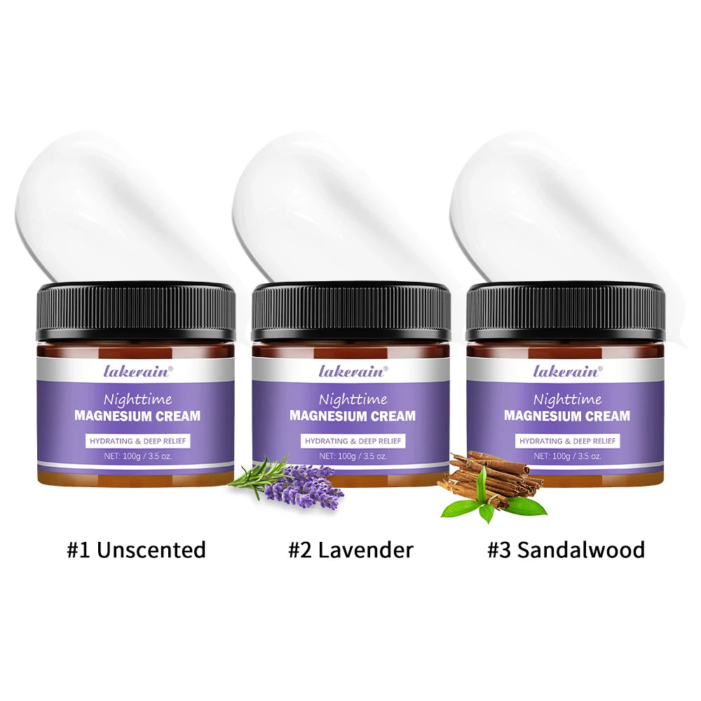 Magnesium Lotion Nighttime Magnesium Cream Lavender Legs Arms Chest Care Natural Aid for Deep Sleep Moisturizer After-sun repair Peaceful Pleasures Health and Wellness 3pcs