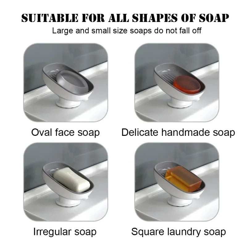 1Pcs Bathroom Soap Dishes Holder Self Draining Soap Box with Super Suction Portable Soap Container for Bathroom Accessories Peaceful Pleasures Health and Wellness
