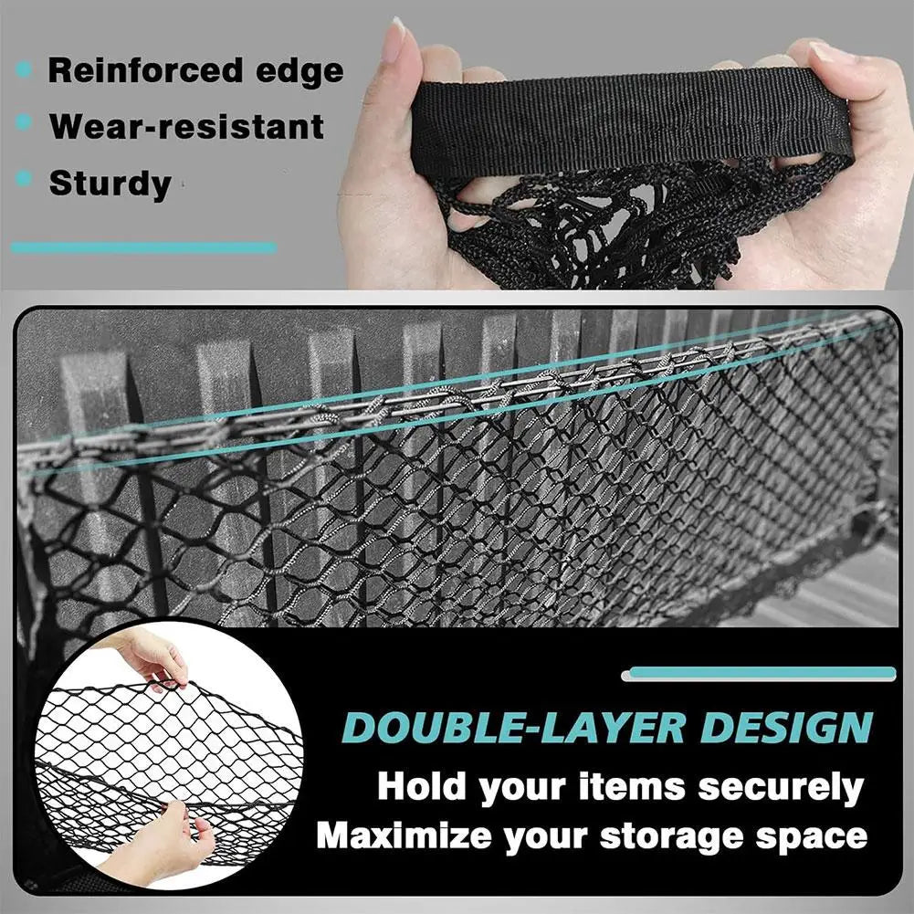 110cm Car Trunk Net Adjustable Elastic Rear Cargo Mesh Organizer with Hooks Universal Auto Accessories for Car SUV Truck Van Peaceful Pleasures Health and Wellness