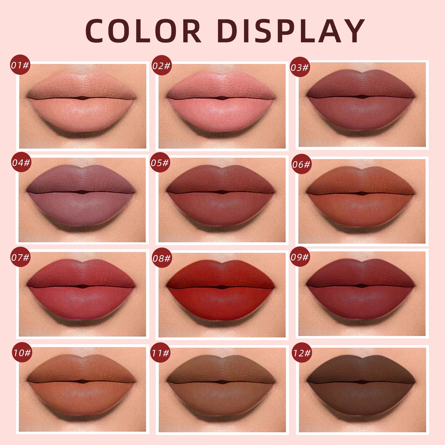 QIBEST 12pcs/set Constellations Liquid Lipstick Velvet Lipgloss Set Matte Waterproof Non-Stick Cup Lipstick Makeup Cosmetic Nude Peaceful Pleasures Health and Wellness
