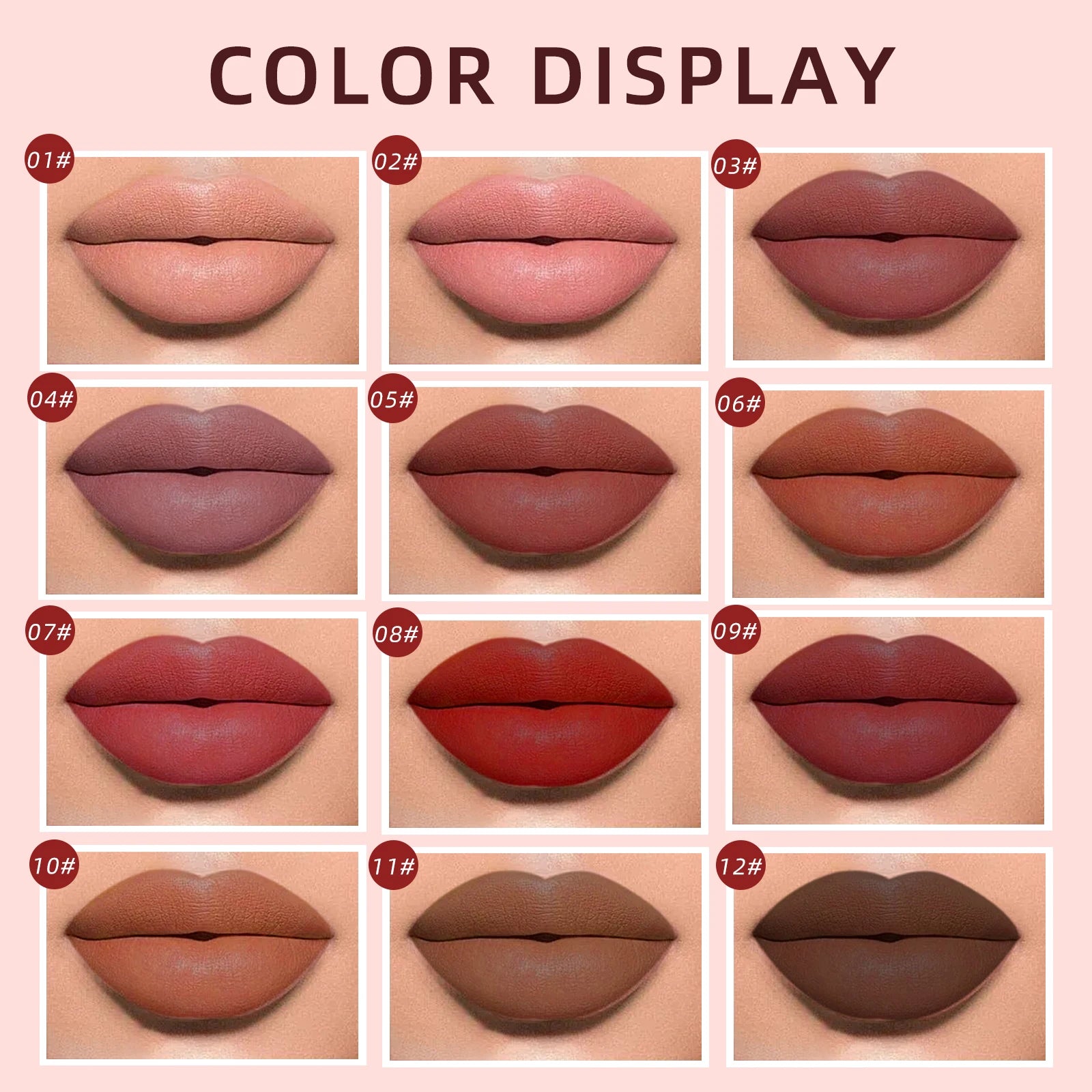 QIBEST 12pcs/set Constellations Liquid Lipstick Velvet Lipgloss Set Matte Waterproof Non-Stick Cup Lipstick Makeup Cosmetic Nude Peaceful Pleasures Health and Wellness