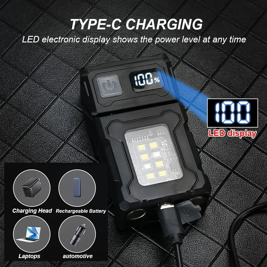 Portable COB LED Rechargeable Flashlight Lantern with Hat Clip