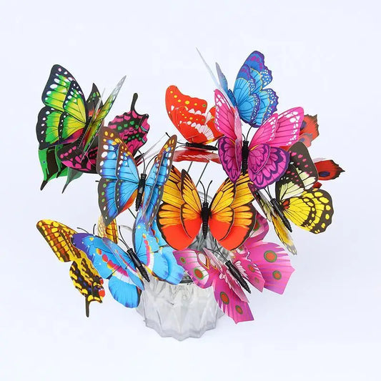 Double Layer Simulation Butterfly Stake Outdoor Garden Decoration 3D Peaceful Pleasures Health and Wellness