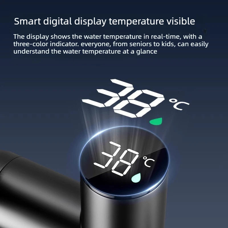 Tubeless Multi-function Digital Display Pull Stainless Steel Faucet Universal Rotation Adjustable 3 Gear Hot Cold Water Faucet Peaceful Pleasures Health and Wellness