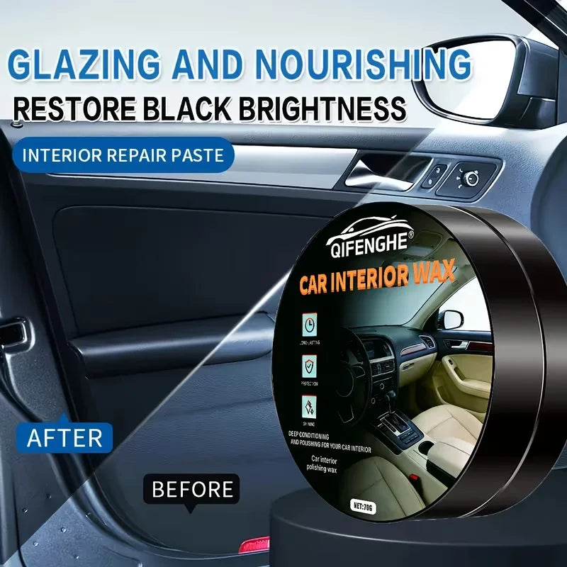 Car Interior Plastic Restoration Wax & Tire Protectant + Sponge