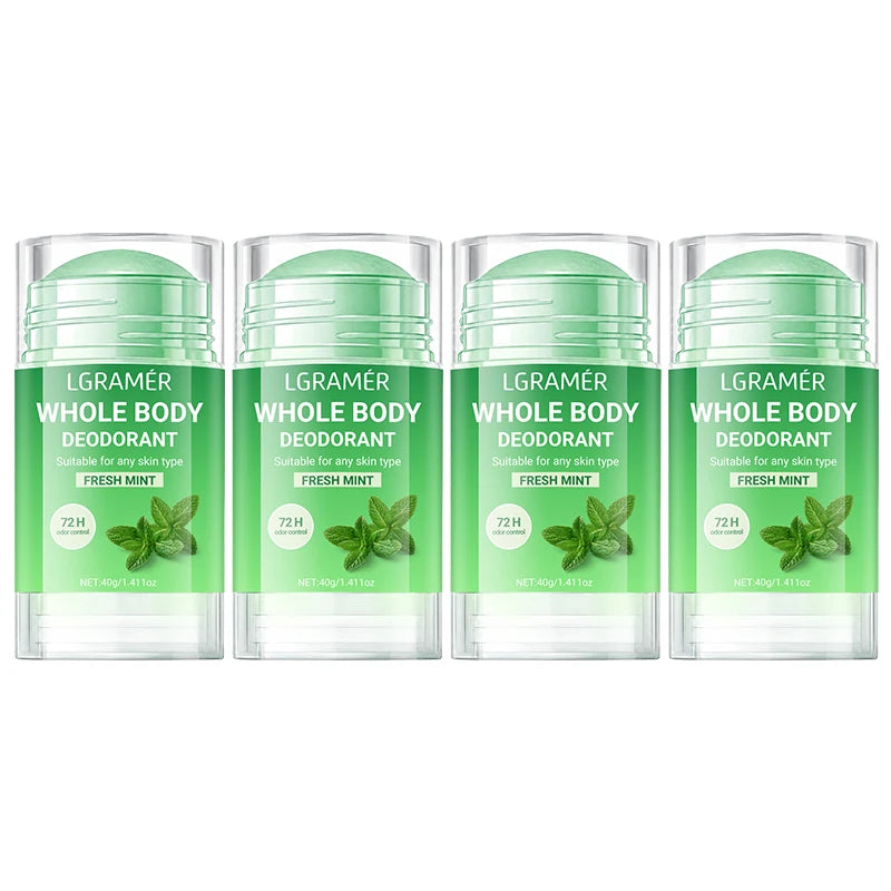 Natural Mint Whole Body Deodorant Stick,72H Odor Control,Skin-friendly,Gentle Long Lasting Underarm & Body Freshness Stick 40g Peaceful Pleasures Health and Wellness 40g-4pcs