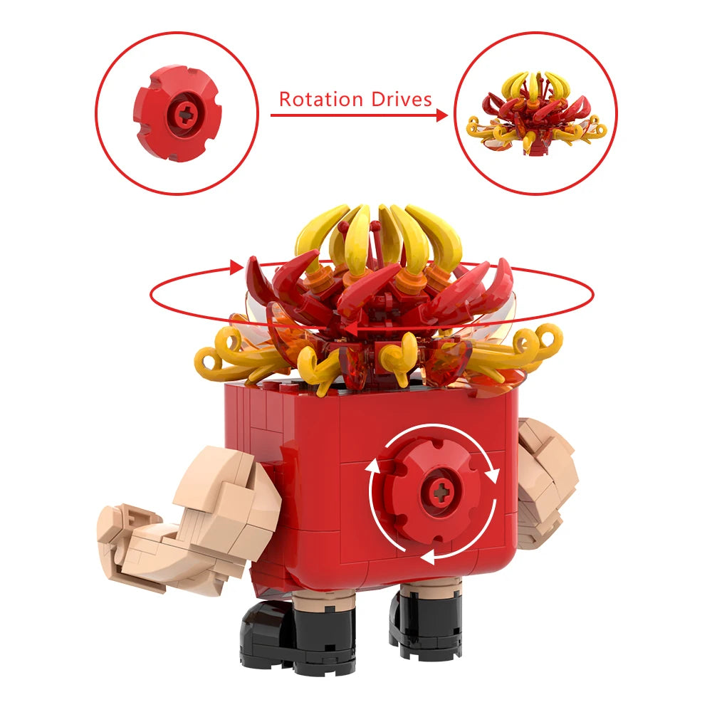 MOC Angry & Sad Plant Pot Building Blocks | 423 Pcs, Rotating Flower