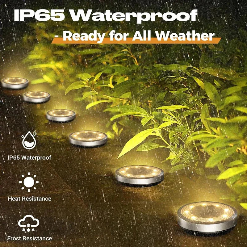 Solar Ground Lights IP65 Waterproof – 8 LED Outdoor Landscape