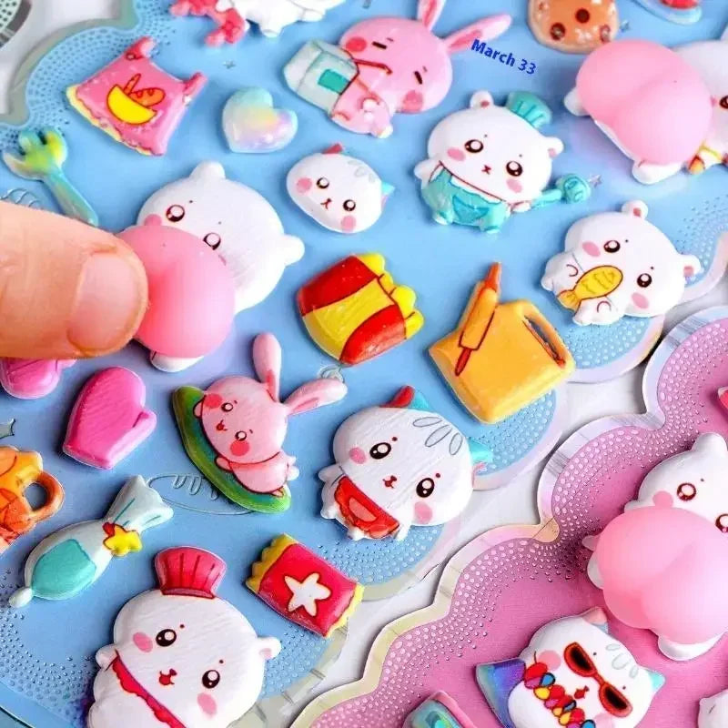 Cartoon Animal 3D Puffy Stickers – Scrapbook & Phone Decor