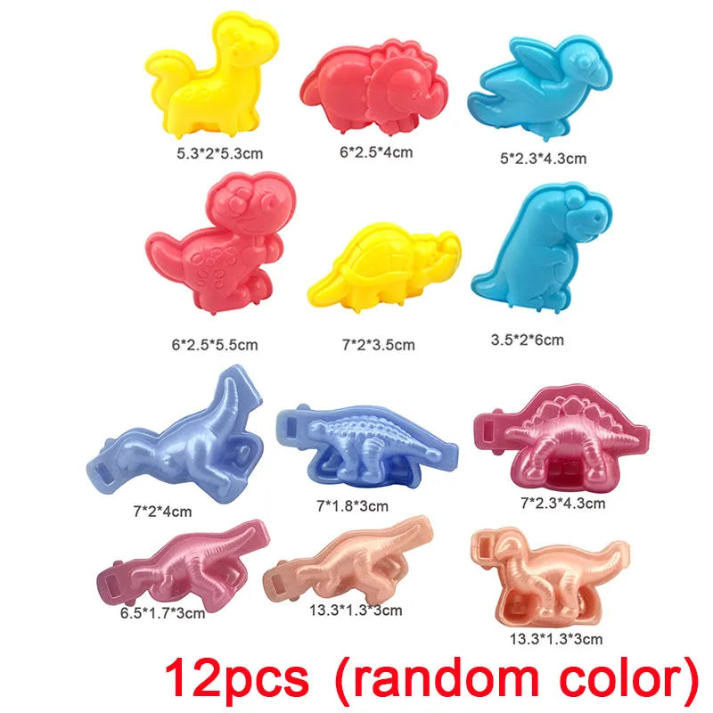Cartoon Dinosaur World Dough Mold Kids Play Tools Plastic Molds Kits