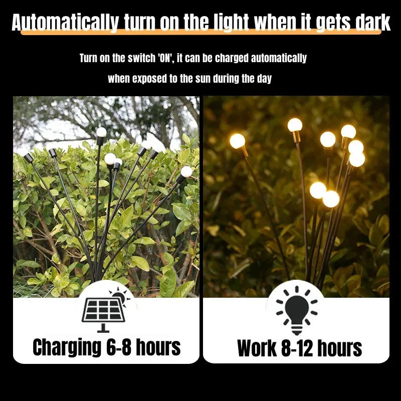 Solar Firefly Garden Lights 6/8/10 LED Swaying Outdoor Stakes