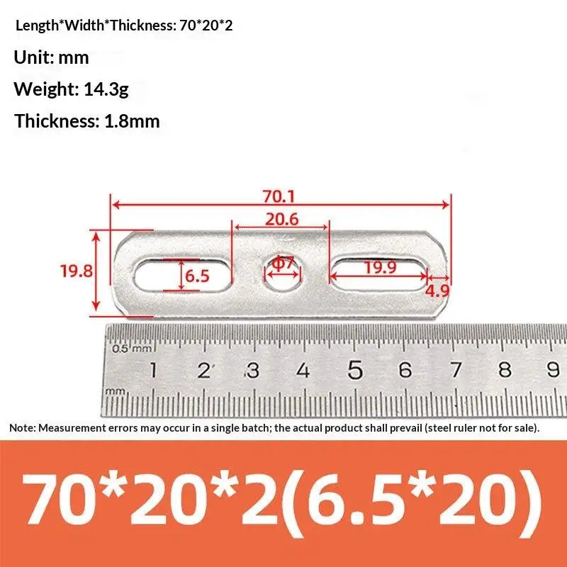 Double Hole Metal Straight Plate 304 Stainless Steel Thickened Flat Gasket With Holes Blocking Plate Bolt Accessories Peaceful Pleasures Health and Wellness 70x20x2cm A