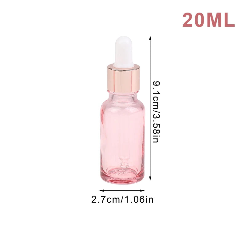 Pink Glass Dropper Bottles 5–100ml | Refillable Rose Lid