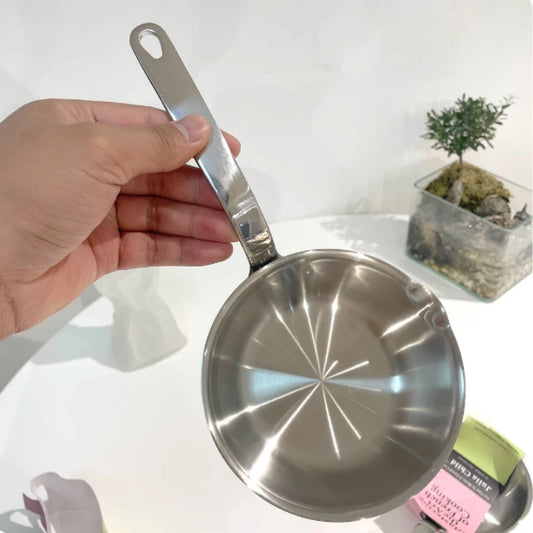 Stainless Steel Oil Pot 12cm Egg Frying Pan Mini Soup Milk Pot Cooking Saucepan Scalding-proof Kitchen Tool Cookware Accessories Peaceful Pleasures Health and Wellness