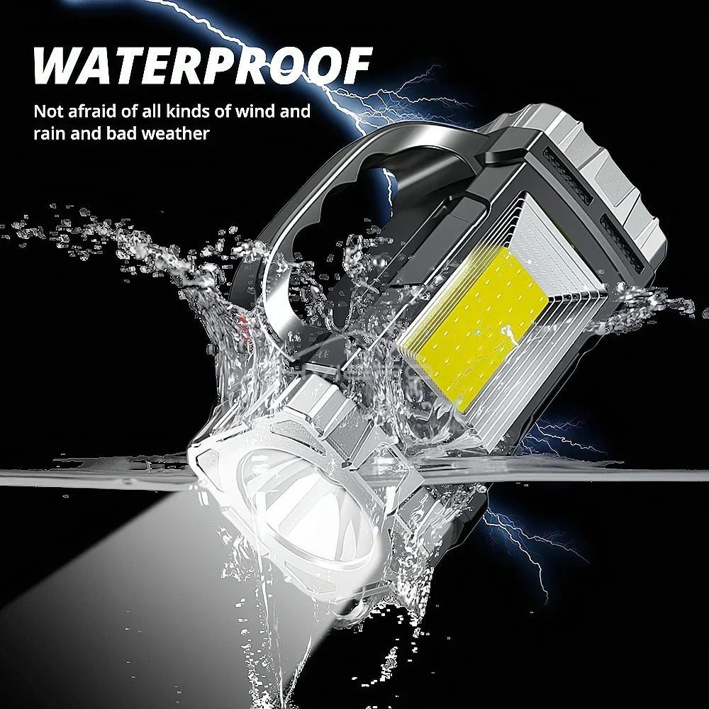 HVIERO COB LED Flashlight – Solar USB Rechargeable, Waterproof