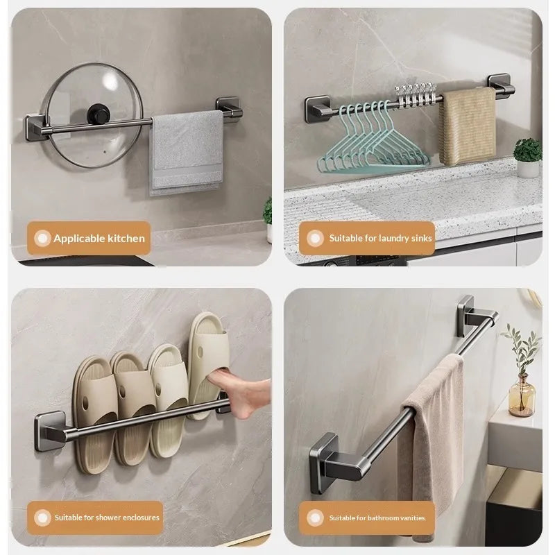 Hot Bathroom Hand Towel Rack Towel Holder Wall Mount No Drill Mount 30/40/50cm Towel Bar Plastic ABS Single Bar 2 Tier Apartment Peaceful Pleasures Health and Wellness