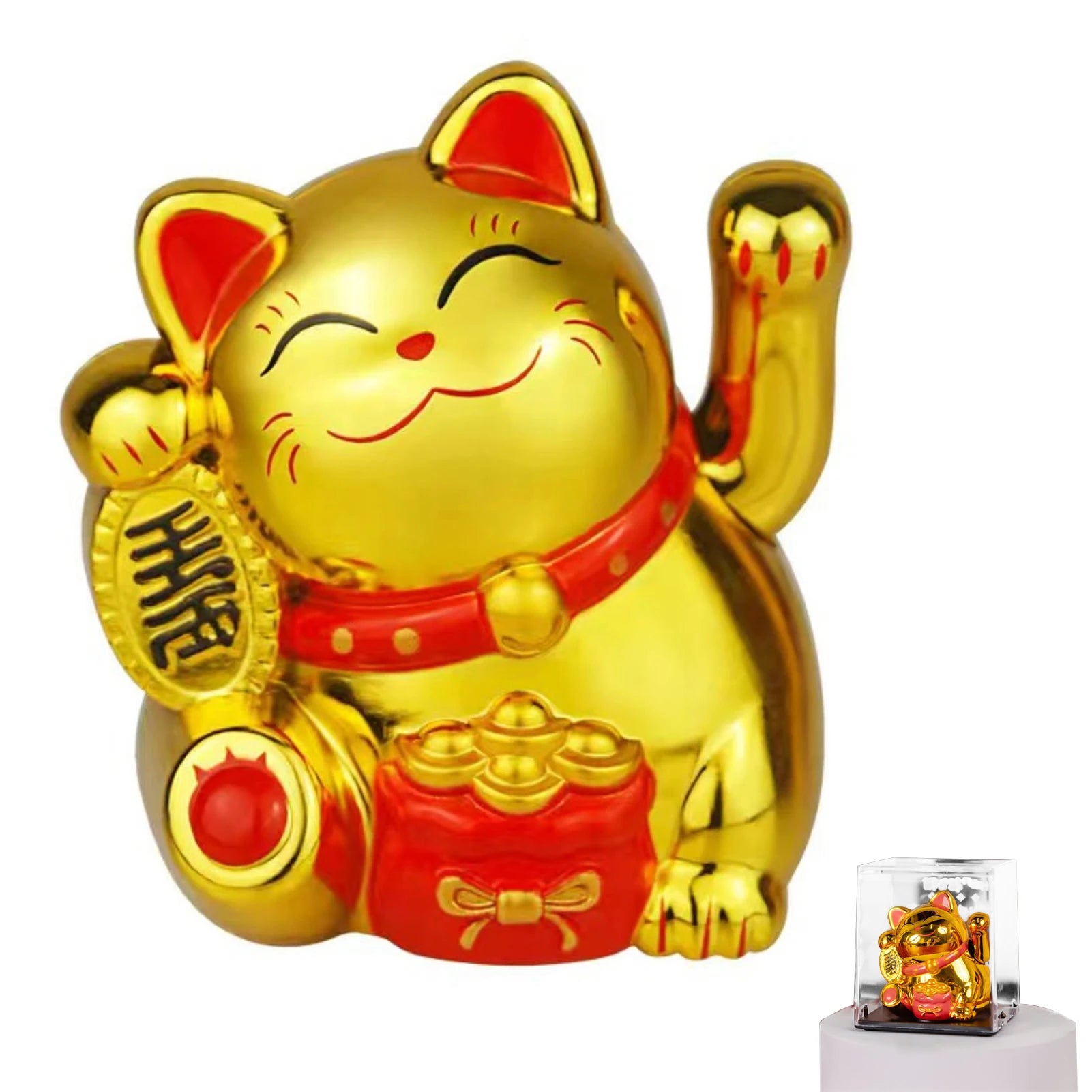 Solar Energy Lucky Cat Ornaments Vivid and Lovely Home Desktop Ornament for Women Men Home Office Decor Peaceful Pleasures Health and Wellness
