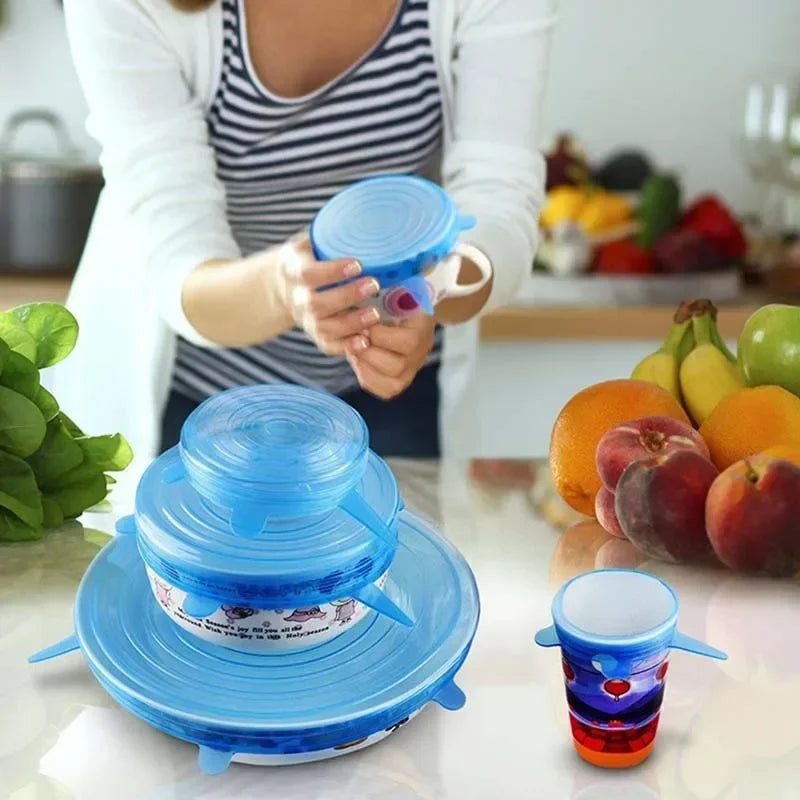 Food Cover For Kitchen Accessory Reusable Sealed Lid Package Silicone Adjustable Elastic Silicone Caps Fresh-keeping Home Garden Peaceful Pleasures Health and Wellness