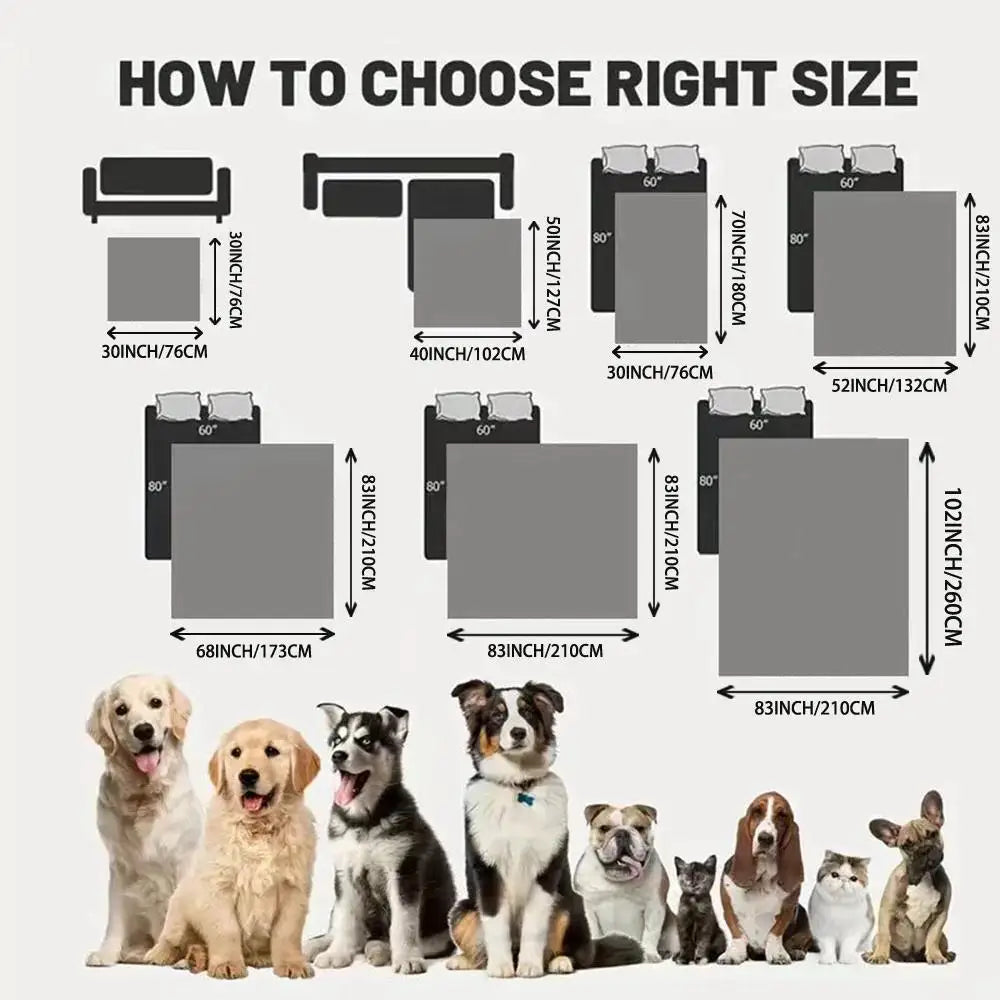Waterproof Pet Blanket, Bed and Sofa Protection Mat, Suitable for Family with Dogs and Cats, Protector for Mattress or Couch Peaceful Pleasures Health and Wellness