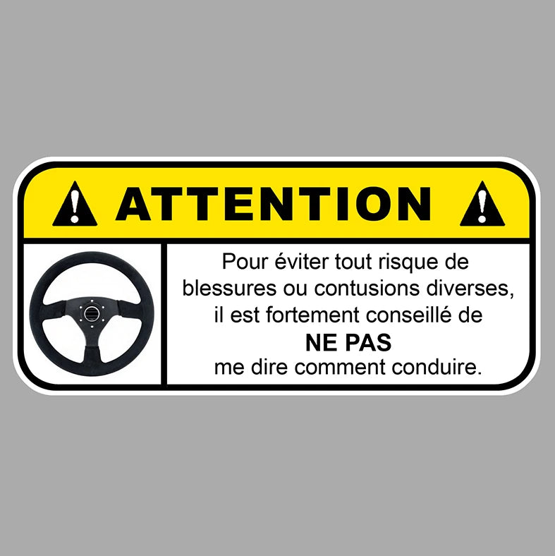 2Packs 12cmx5,5cm Danger Attention Driving Humor Fun Sticker For Car Window Bumper Peaceful Pleasures Health and Wellness