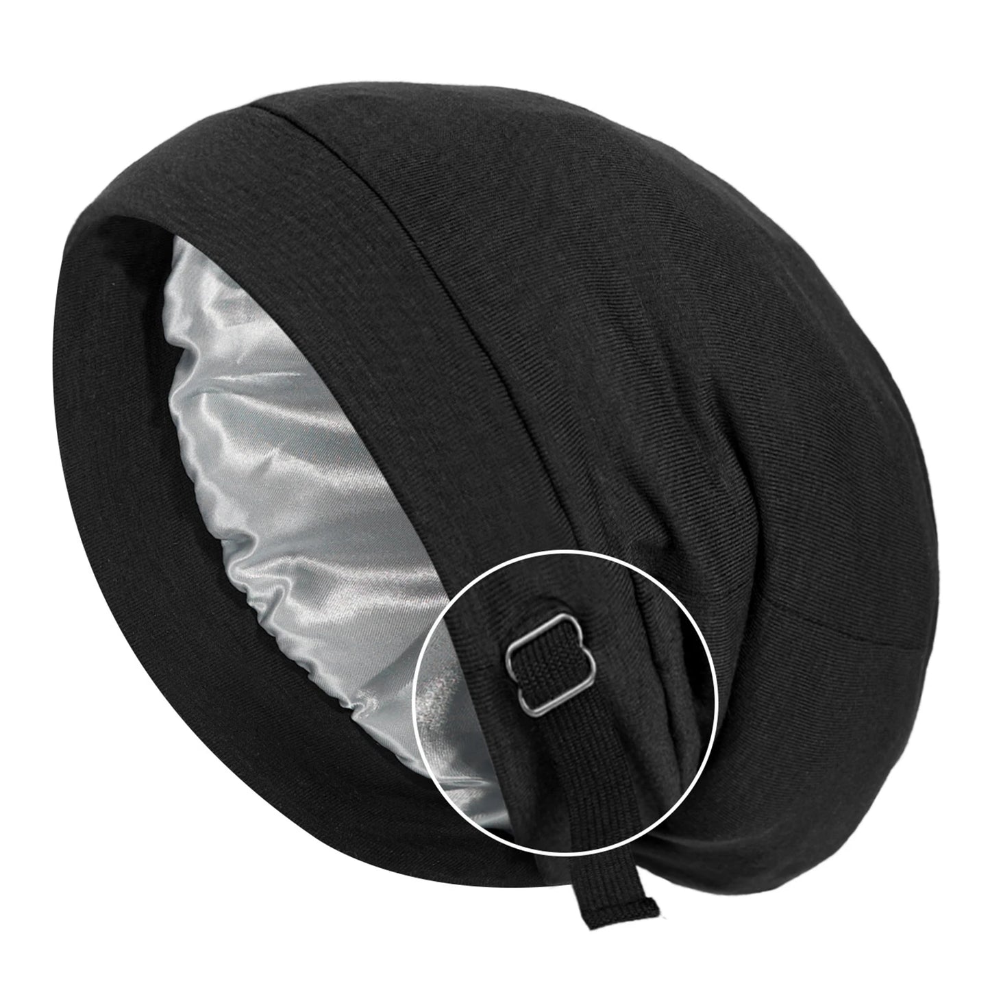 Silk Satins Bonnets For Sleeping Versatile & Stylish Design Birthday Present For Women,Comfortable Adjustable Hair Bonnets Peaceful Pleasures Health and Wellness Black As Shown