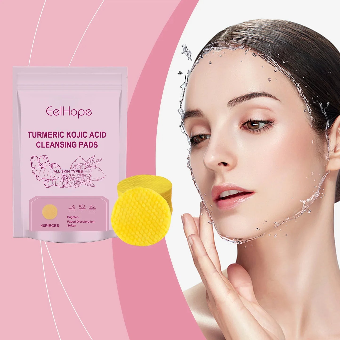 Turmeric Kojic Acid Cleansing Exfoliating Pads – Brighten Skin