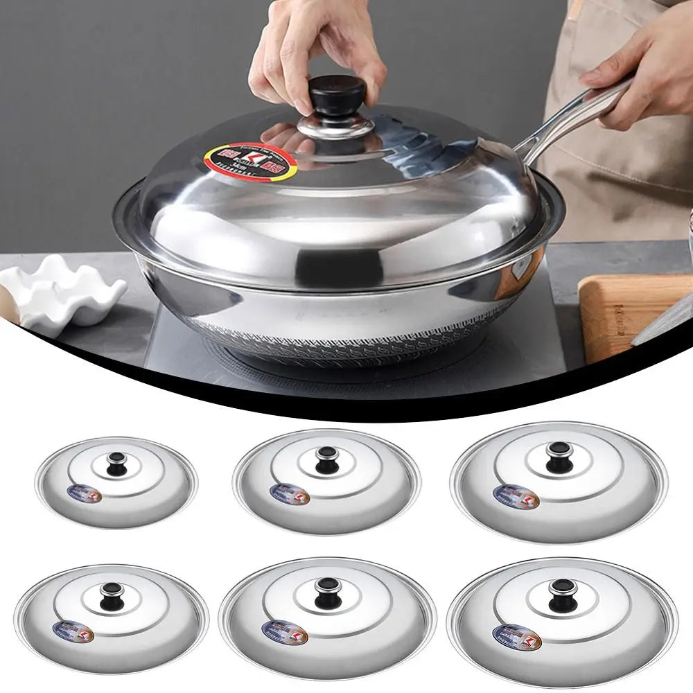 30-42cm Wok Pot Lid Universal Stainless Steel Kitchen Food Lid Thickened Reusable Frying Pan Cover Restaurant Kitchenware Peaceful Pleasures Health and Wellness
