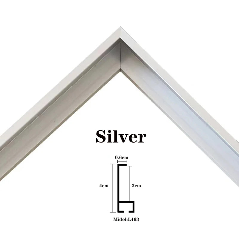 Customizable DIY Aluminum Alloy Floating Metal Photo Frame Wall Art Canvas Photo Frame 70x140cm,100x100cm,60x120cm，etc Peaceful Pleasures Health and Wellness Matte silver customized