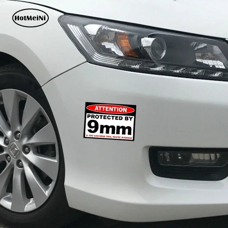 13cm*9.75cm Protected 9 mm Warning Sticker Safe Amendment Car Sticker Peaceful Pleasures Health and Wellness