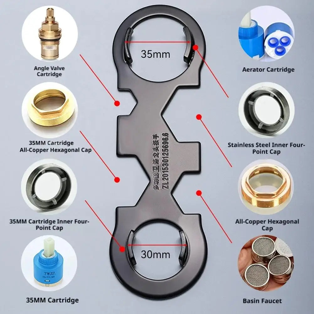 Bathroom Shower Faucet Wrench Universal Faucet Wrench Household Faucet Valves Cores Removal Repair Spanner Hand Tool 6 in 1 Peaceful Pleasures Health and Wellness