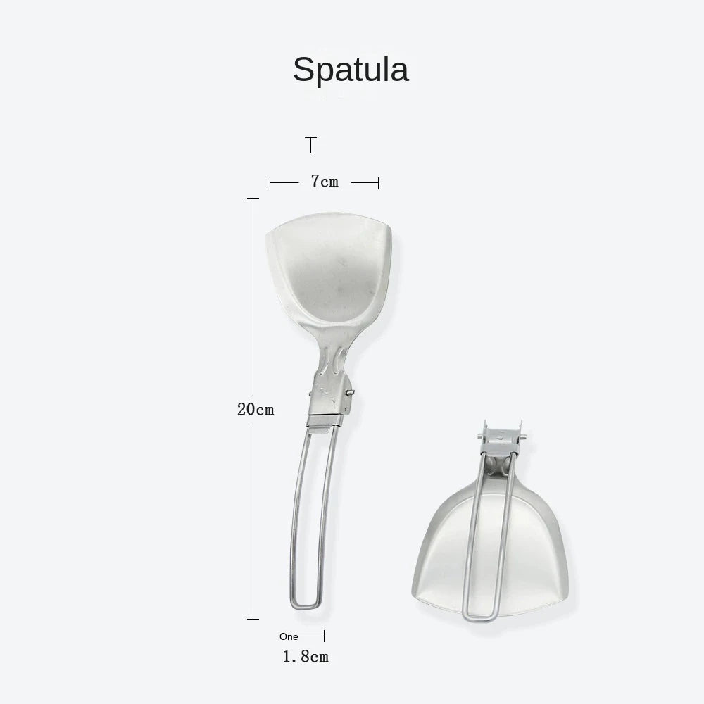 Folding Spatula Spoon Shovel Food Turner Portable 304 StainlessSteel Outdoor Camping BBQ Cooking Tableware Picnic Supplies ﻿ Peaceful Pleasures Health and Wellness Spatula