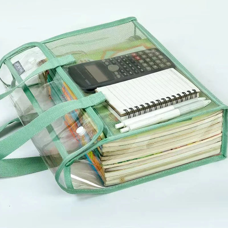 Large Capacity Tote Bag Transparent File Student Textbook Homework