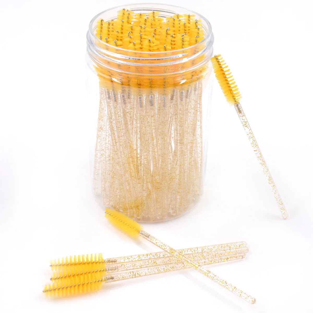 50pc Disposable Mascara Wands & Spoolie Brushes in Bottle