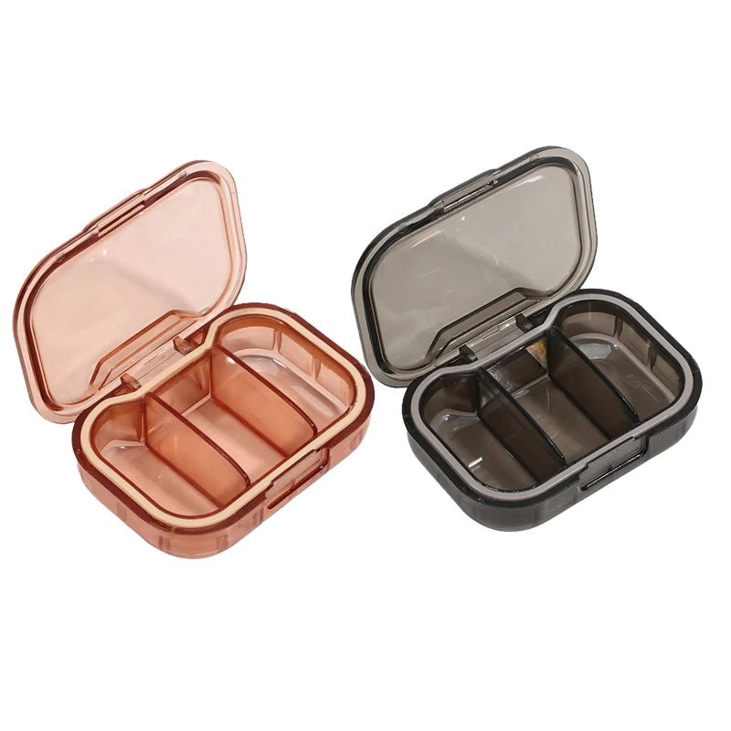 1/2/3Pcs Mini Medicine Pills Box Drug Storage Box Pills Dispenser Pill Organizer Tablet Pillbox Case Container Portable Peaceful Pleasures Health and Wellness 1xCoffee 1xGrey