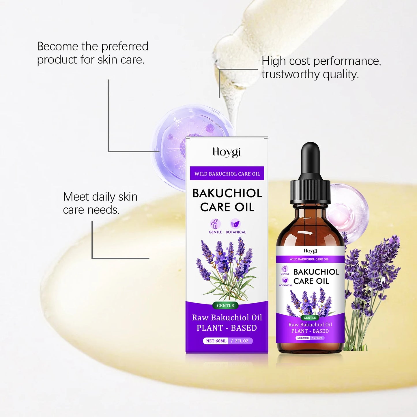 Hoygi Bakuchiol Lavender Face Serum Oil 60ml | Fine Lines