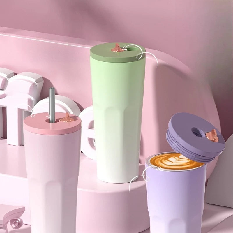 Gradient Vacuum Insulated Cup with Auto Pop-Up Straw 700ml