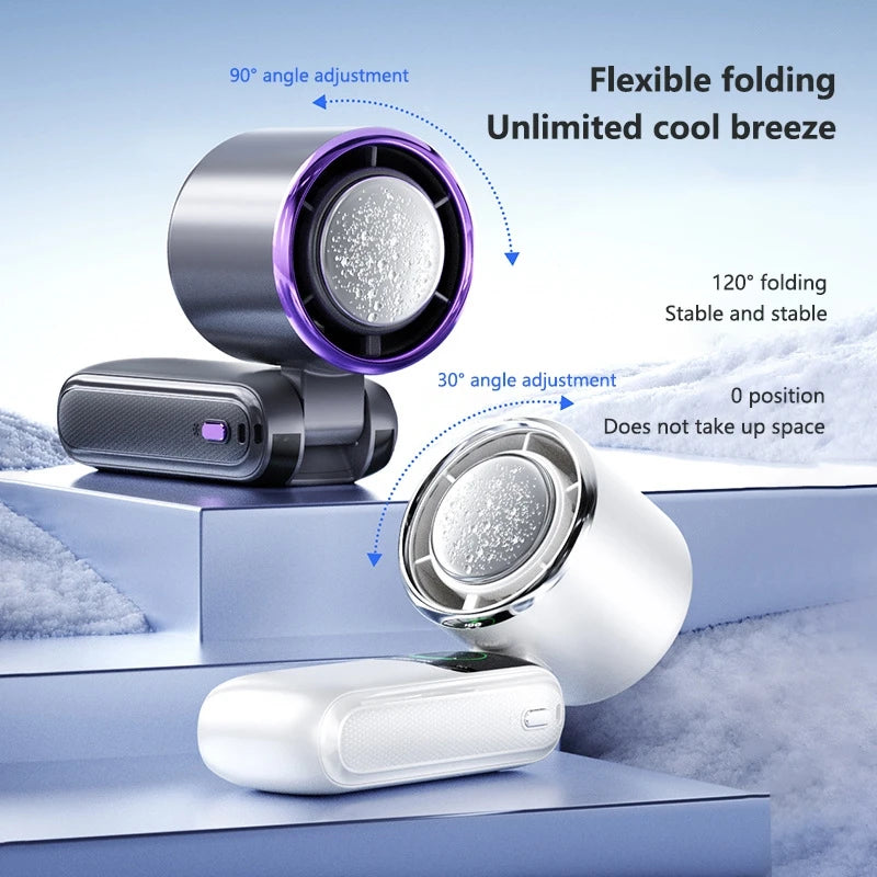 Portable Air Cooling Turbos Handheld Fan 100-Speed Adjustable Refrigeration Cooler 4000mAh LED Display USB Rechargeable Peaceful Pleasures Health and Wellness