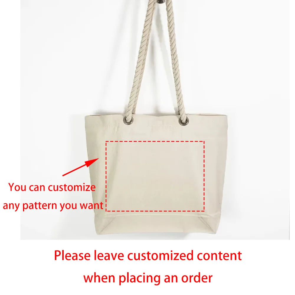 Personalized Canvas Tote Bag | Custom Text, Logo & Rope Handles
