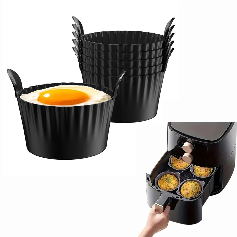 Silicone Air Fryer Egg Poacher & Cupcake Baking Cups – 6 Pack