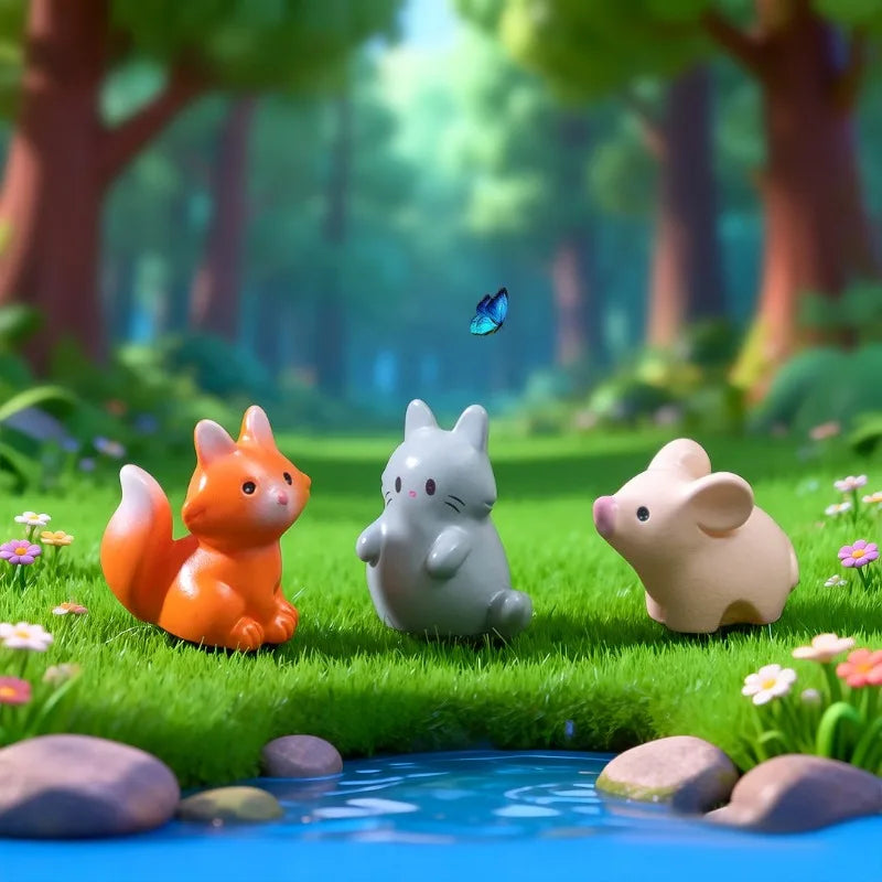 1Pcs Rabbit Squirrel Elephant Fox Sheep Duck Pig Cat Frog Snake Figurine Miniature Fairy Garden Decoration Accessories decoração Peaceful Pleasures Health and Wellness