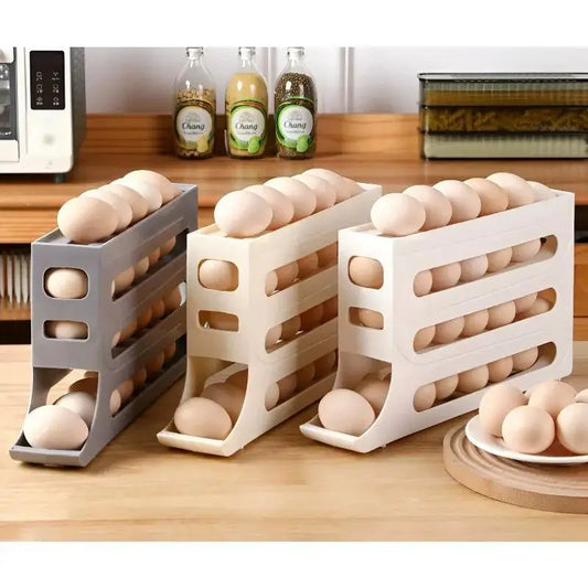 Refrigerator Eggs Storage Box Rolling Kitchen Container Rack Home Peaceful Pleasures Health and Wellness