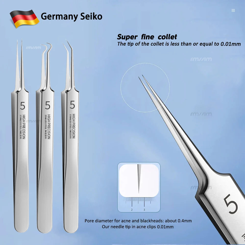 German Ultra-fine No. 5 Cell Pimples Blackhead Clip Tweezers Beauty Salon Special Facial Pore Cleaning Acne Wart Skin Care Tools Peaceful Pleasures Health and Wellness