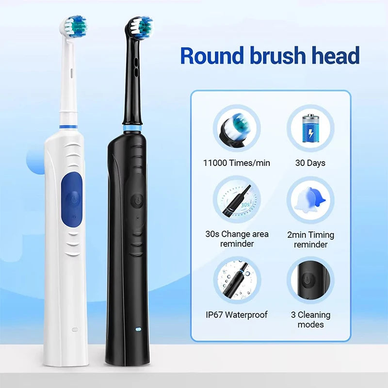 New Design Rechargeable Rotating Oscillating Electric Toothbrush with Replacement Feature Custom Friendly Peaceful Pleasures Health and Wellness