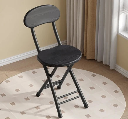 Classic Style Folding Chair with Oval Seat Portable, No Assembly Needed, Durable Metal Frame Hardwood Construction for Home Peaceful Pleasures Health and Wellness black
