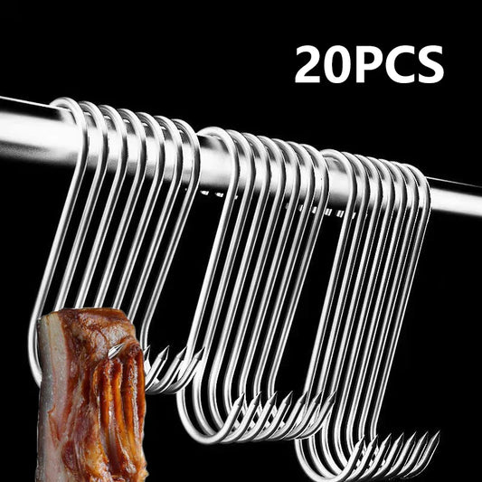 20-Pack Stainless Steel S-Hooks for Smoking, BBQ & Butchering Meat Smoking Hooks Oasis Select