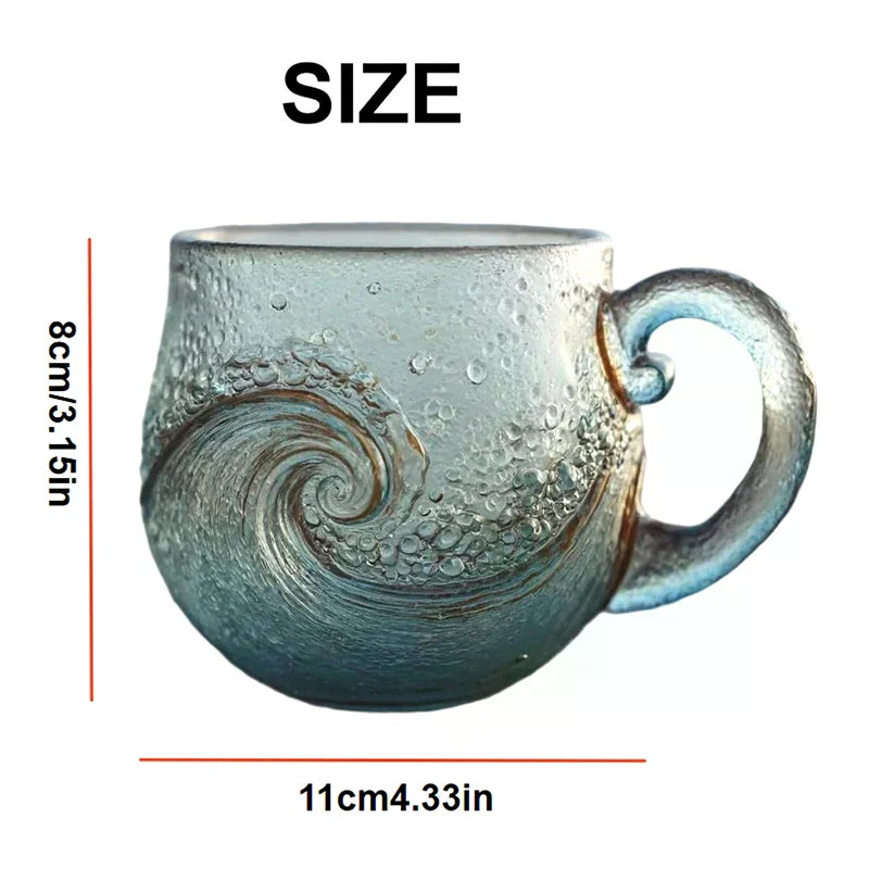 Sea Glass Wave Mug 12 oz – Handblown Ocean Wave Glass Cup