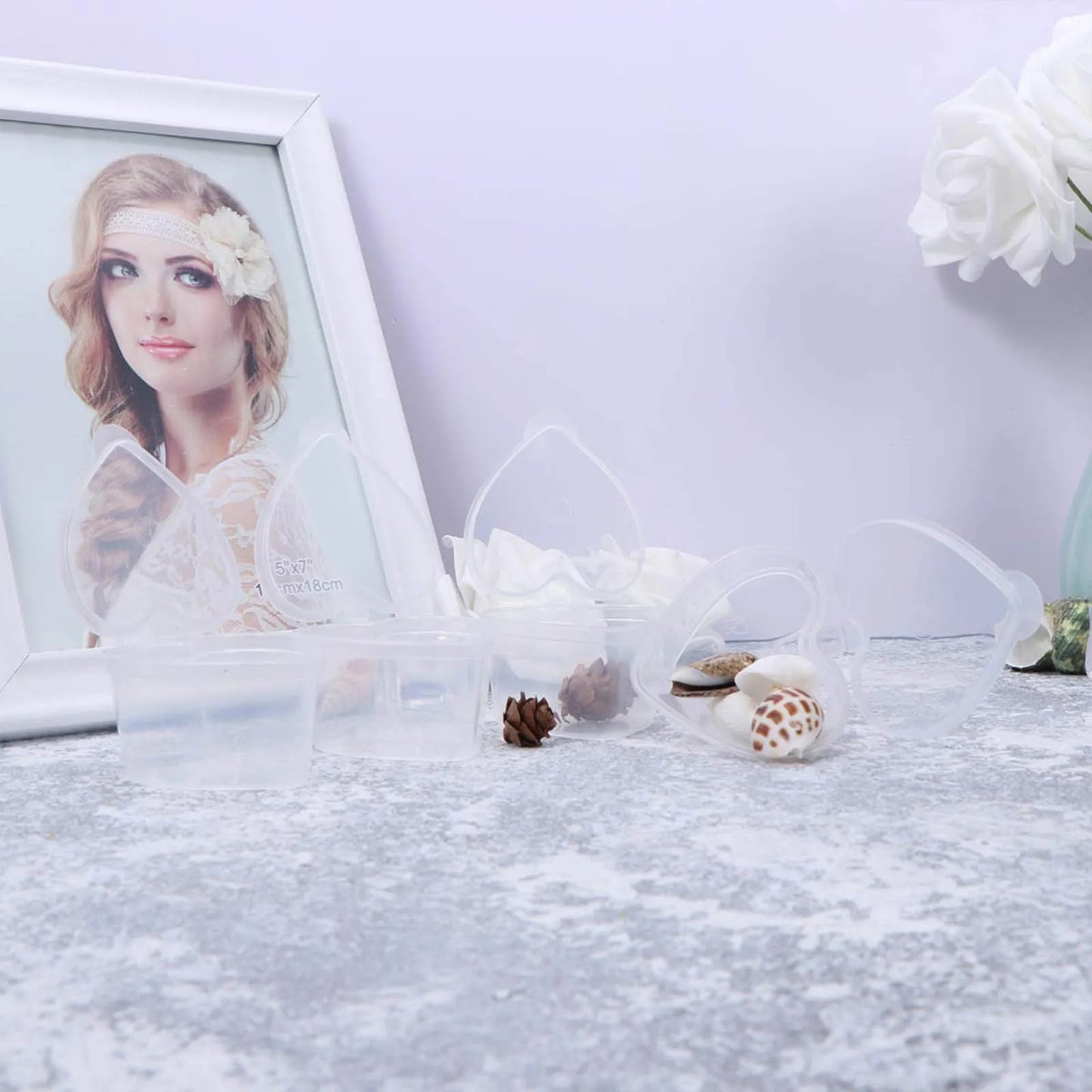 50-Pack Heart Shaped Clear Dessert Cups with Lids | 20ml