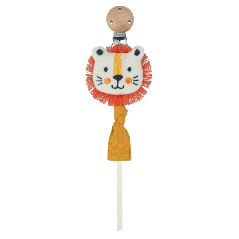 Baby Pacifier Chain Clip | Plush Animal Doll & Wooden Teether