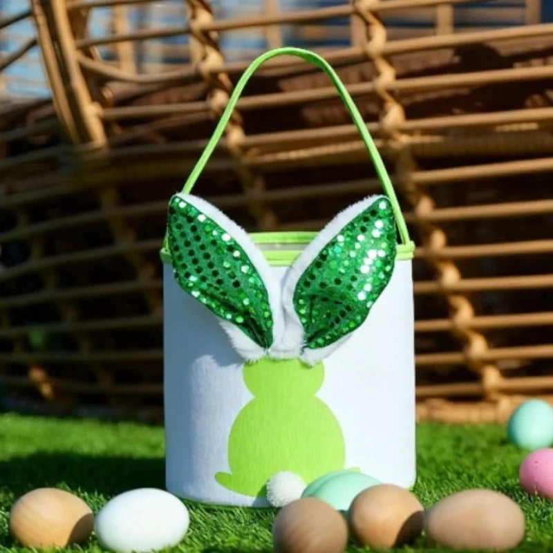 Light-Up Glitter Bunny Easter Egg Basket | Kids Candy Bucket