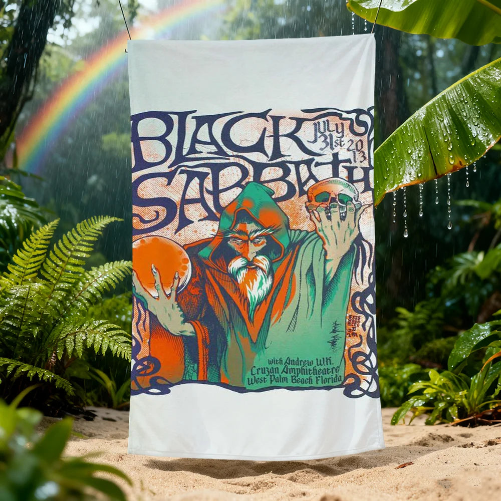 Black Sabbath Anime Quick-Dry Beach Towel | Soft & Lightweight Quick-Dry Beach Towel Peaceful Pleasures Health and Wellness